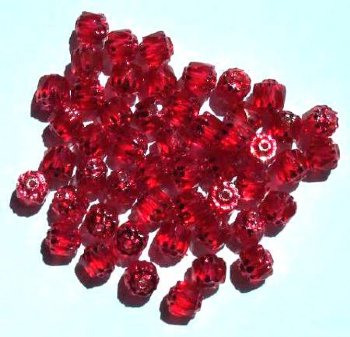 50 6mm Faceted Cathedral Coated Raspberry