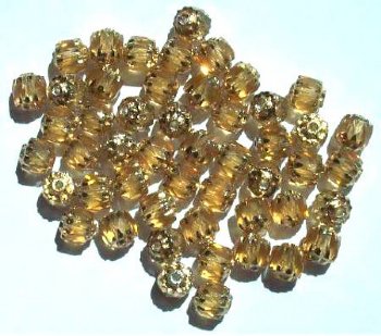 50 6mm Faceted Cathedral Coated Gold