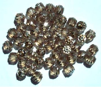 50 6mm Faceted Cathedral Coated Smoke Topaz