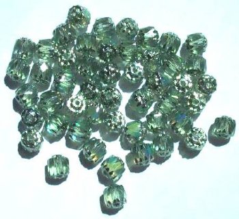 50 6mm Faceted Cathedral Coated Light Green AB