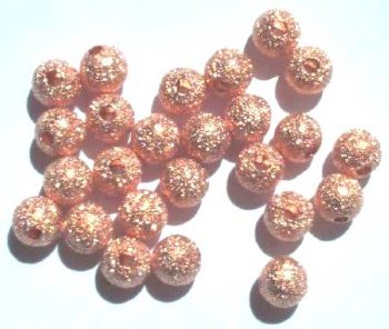 25 6mm Round Bright Copper Stardust Metal Beads
