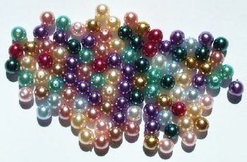 100 6mm Round Mixed Glass Pearl Beads