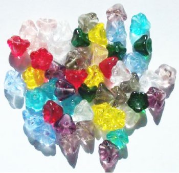 50 7mm Transparent Bell Flower Bead Mix Pack