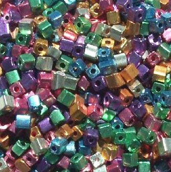 50g 3x3mm Metallic Mixed Tiny Cube Beads