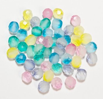 50 6mm Faceted Two Tone Fire & Ice Mixed Color and Crystal Beads
