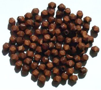 100 6x6mm Faceted Diamond Dark Brown Wood Beads