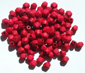 100 6x6mm Faceted Diamond Red Wood Beads