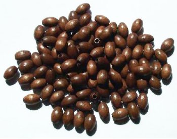 100 9x6mm Dark Brown Oval Wood Beads