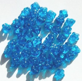 50 5mm Transparent Capri Blue Baby Bell Flower Beads