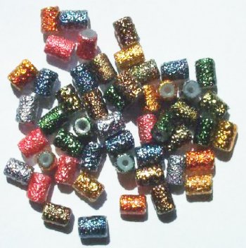 50 6x4mm Textured Metallic Cylinder Beads Mix Pack