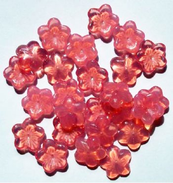 25 5x16mm Pink Opal Cupped Flower Beads