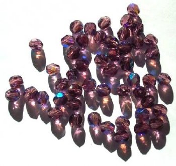 50 6mm Faceted Amethyst AB Firepolish Beads