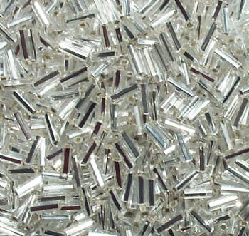 50 grams, #3 Silver Lined Crystal Bugle Beads