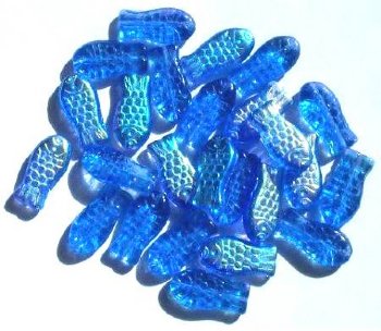 25 15mm Transparent Sapphire AB Fish Beads