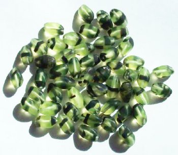 50 11x6mm Transparent Matte Olive Tortoise Twisted Oval Beads