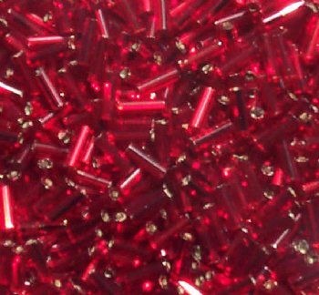 50 grams, #3 Silver Lined Red Bugle Beads