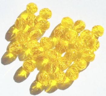 25 8mm Faceted Transparent Yellow Firepolish Beads