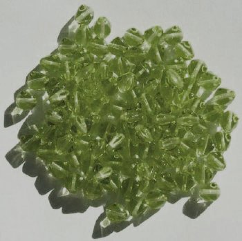 100 6mm Transparent Olive Glass Bicone Beads