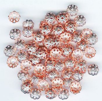 100 6mm Bright Copper Plated Filigrae Bead Caps