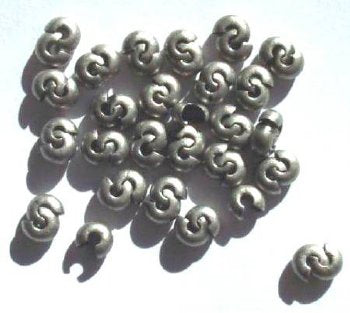 100 4mm Antique Silver Crimp Covers