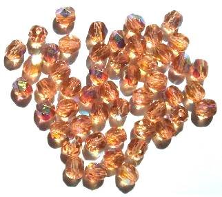 50 6mm Faceted Rosaline AB Firepolish Beads
