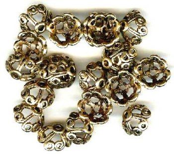 20 10mm Brass Bali-like Bead Caps