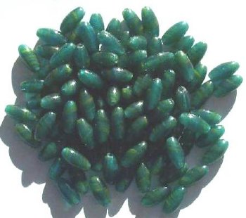 100 9x4mm Dark Green Marble Ovals