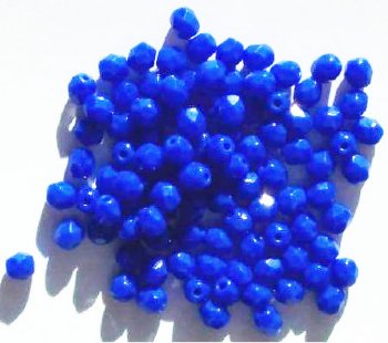 100 4mm Faceted Opaque Royal Blue Firepolish Beads
