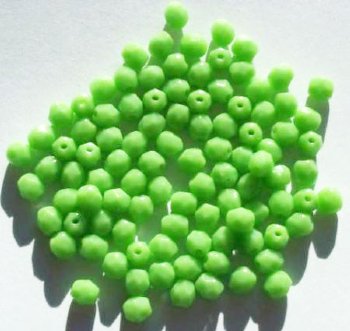 100 4mm Faceted Opaque Light Green Firepolish Beads