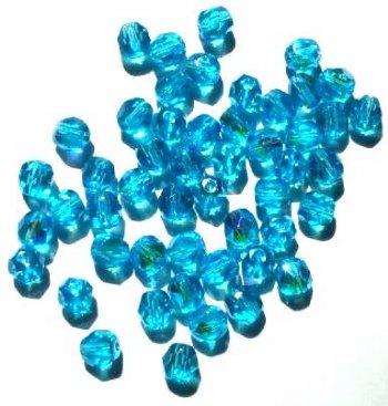 50 6mm Faceted Aqua AB Firepolish Beads