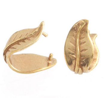 1 14mm Anti-Tarnish Brass Leaf Pinch Bail