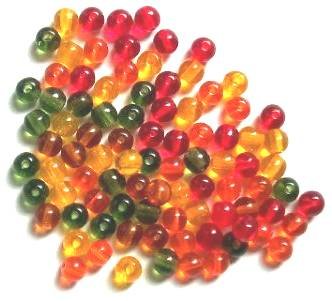 50 6mm Transparent Autumn Mix Round Glass Beads
