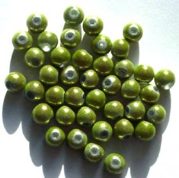 40 6mm Round Light Olive Miracle Beads