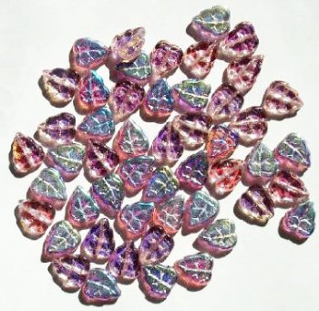50 10x8mm Transparent Light Amethyst AB Leaf Beads