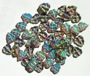 50 10x8mm Transparent Black Diamond AB Leaf Beads