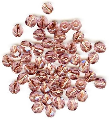 50 6mm Faceted Light Amethyst Copperlined Firepolish Beads