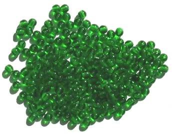 100 4mm Transparent Kelly Green Round Glass Beads
