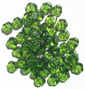 50 9mm 3 Petal Transparent Olive Pansy Flower Beads