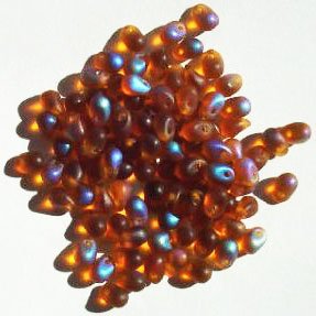 100 4x6mm Transparent Matte Dark Topaz AB Drop Beads