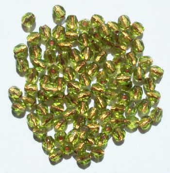 100 4mm Faceted Copperlined Olive Beads
