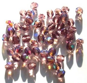 50 6mm Faceted Light Amethyst AB Firepolish Beads