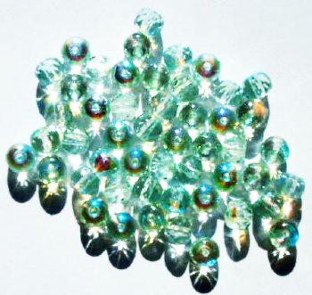 50 4x5mm Faceted Light Green AB Donut Beads
