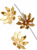 2 12mm Anti-Tarnish Brass Flower Bead Caps