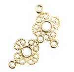 2 18x11mm Anti-Tarnish Brass Curved Filigrae Flower Links