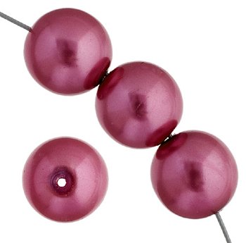 16 inch strand of 4mm Fuchsia Round Glass Pearl Beads