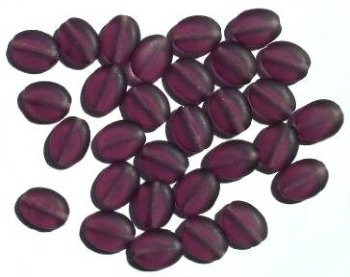 30 12mm Transparent Matte Amethyst Flat Oval Beads