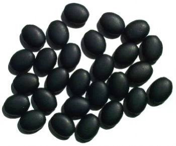30 12mm Matte Black Flat Oval Glass Beads
