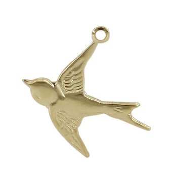 GF037 1, 17x18mm Gold Filled Dove / Swallow Charm / Pendant