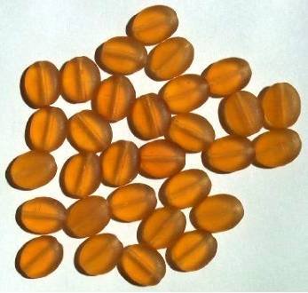 30 12mm Transparent Matte Topaz Flat Oval Beads