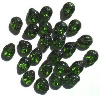 25 14mm Transparent Olivine Ladybug Beads